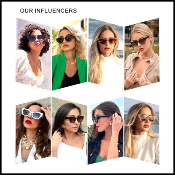 Square Cat Eye Polarized Sunglasses Retro Vintage Classic UV400 Protection - Picture 2 of 7